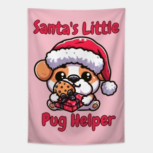 Merry Pugmas Funny Christmas Santa Pug Owner Tapestry