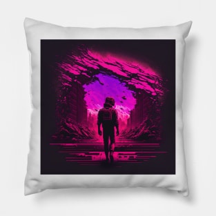 Synthwave apocalypse Pillow