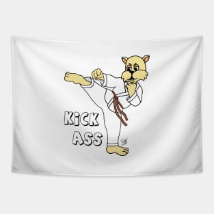 Fat Cat Kick Ass Karate Cat Tapestry