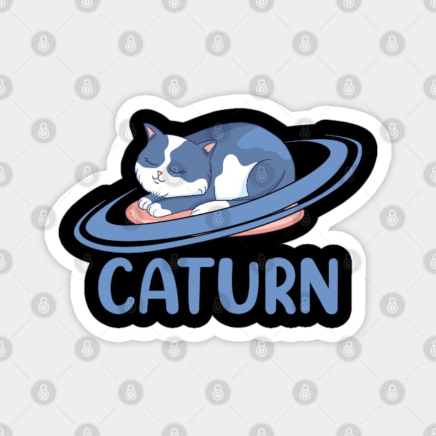 CATURN - Sleeping Cat on Planet Saturn Astronomy Magnet by sBag-Designs