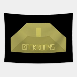 Backrooms (Liminal Space, empty room, walls and door) (greenish-yellow) Tapestry