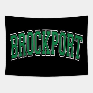 Brockport Ny New York Varsity Style Green Text Tapestry