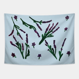 Lavender Painting with blue background Tapestry