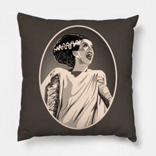 Bride of Frankenstein Portrait (Sepia) Pillow