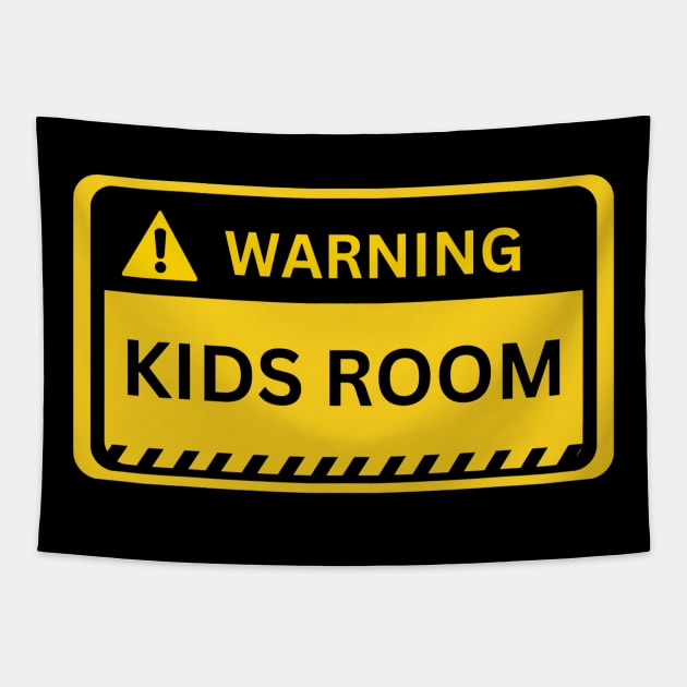 kids room- yellow warning sign Tapestry by NiksDesign