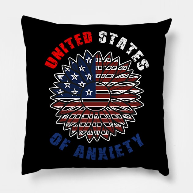 United States Of Anxiety Pillow by Cor Designs