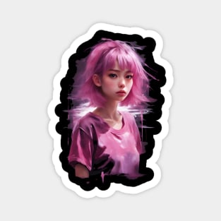 Pink hair anime girl Magnet