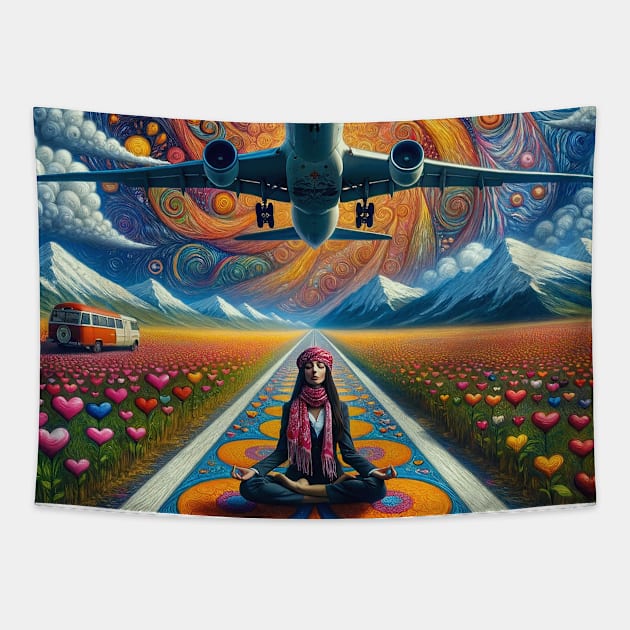 Zen Flight Attendant Tapestry by Sideways Tees