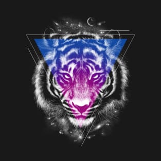 Cool Tiger Galaxy Space Animal Tribal Cat Head Fantasy Art T-Shirt