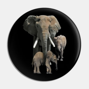 Elephantmama with Babys - Elephant in Africa Pin