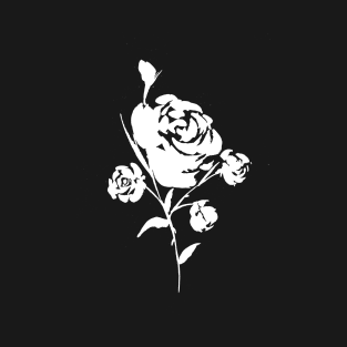 White Rose on Black T-Shirt