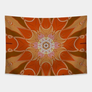 Cartoon Mandala Flower Orange and Pink Tapestry