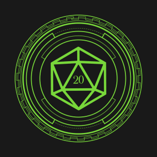 Minimalist Geometric Polyhedral D20 Dice Green Tabletop Roleplaying RPG Gaming Addict T-Shirt