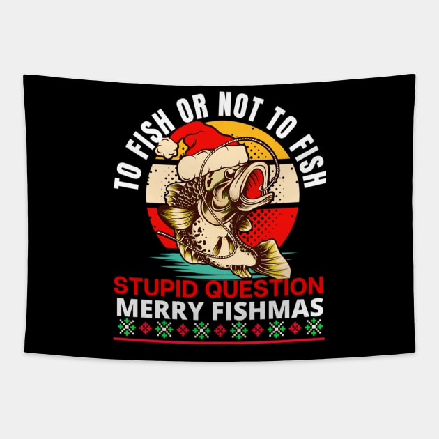 Funny Christmas Fisherman Tapestry by MonataHedd