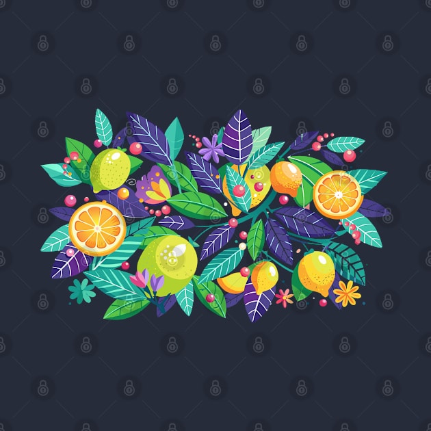 Funny Lemon leaves floral pattern fresh green lime citrus fruit exotic Lemonade, Neon Lemon, Tropical Summer Party gifts vintage decoration by sofiartmedia