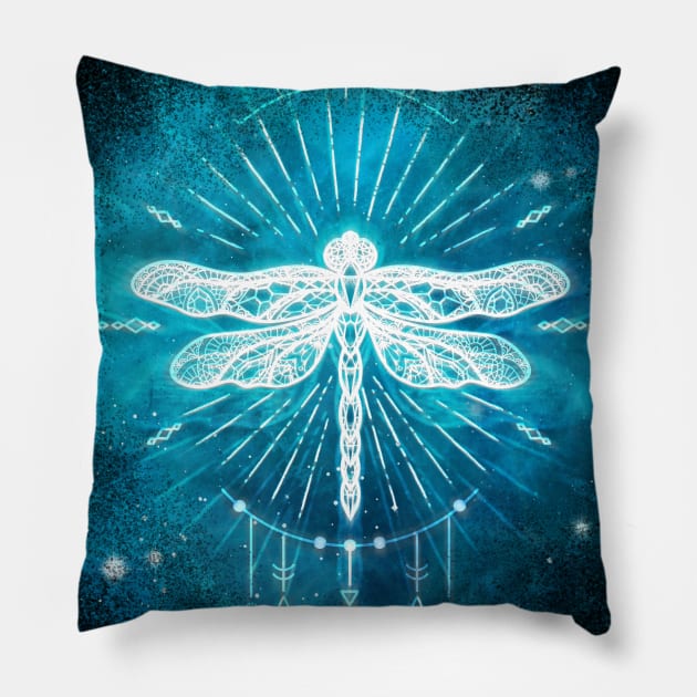 Cosmic Boho Dragonfly Pillow by Jitterfly