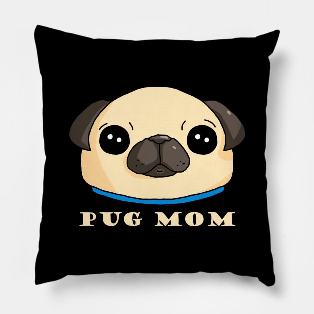 Pug Mom dark Pillow by karutees