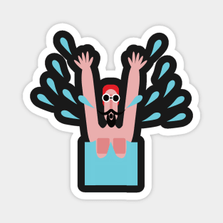 Funny Wild swimming man Magnet