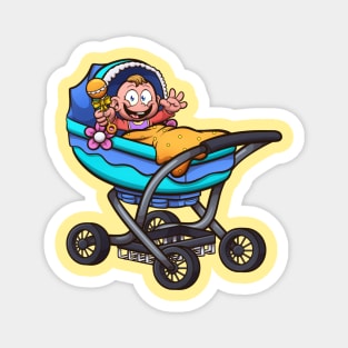 Cartoon Baby In Carriage Magnet