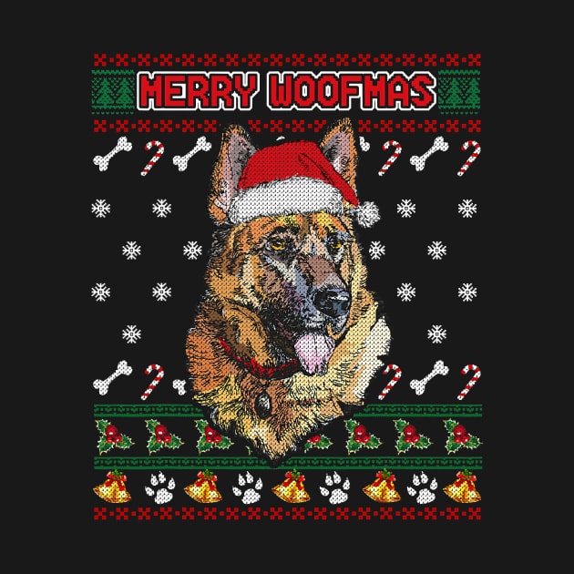 Merry Woofmas German Shepherd Christmas Dog Ugly Sweater by EmilyCharlotty