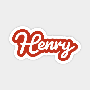 Henry Cursive Script Typography White Text Magnet