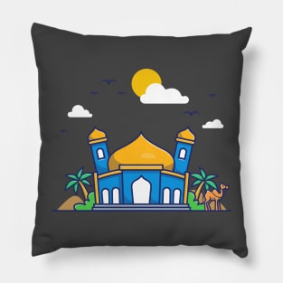 Mosque With Camel Cartoon (2) Pillow