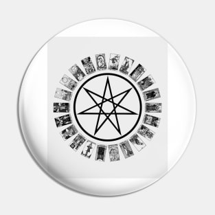 Fairy Star & Tarot Circle Black and white Pin