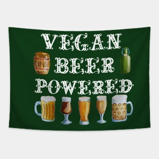 VEGAN BEER DESIGN  -VEGAN BEER POWERED -WHITE OKTOBERFEST TEXT Tapestry