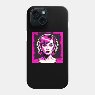 Hot Pink Headphones Vintage Dame Phone Case