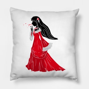 Anime Girl Flower Retro Pillow