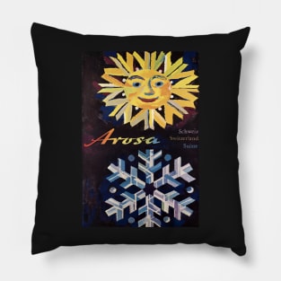 Arosa,Switzerland, Ski Travel Poster Pillow