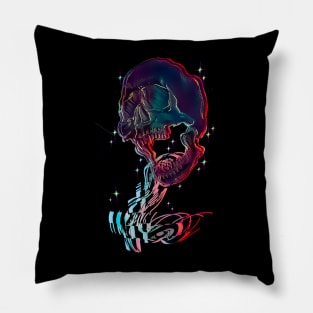 Glitch Skull Pillow