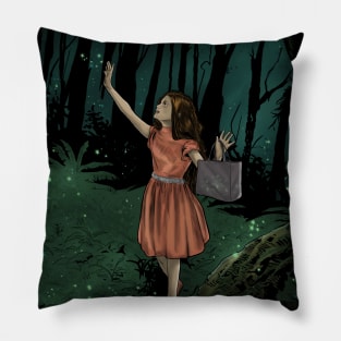 Little girl with fireflies Pillow