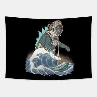 The Great Godzilla diver off Kanagawa Tapestry