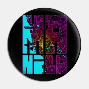 Manila, Philippines City Map Typography - Neon Pin