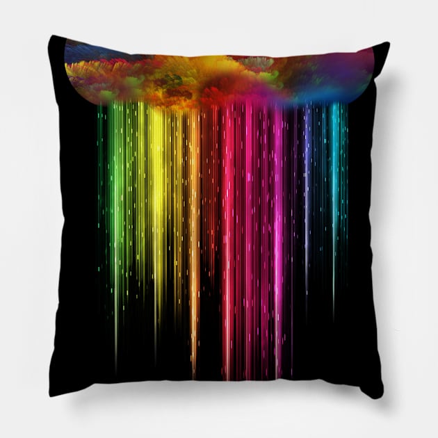 Rainbow rain Pillow by jonetressie