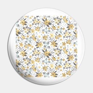 Gold Winter Floral Design Pin