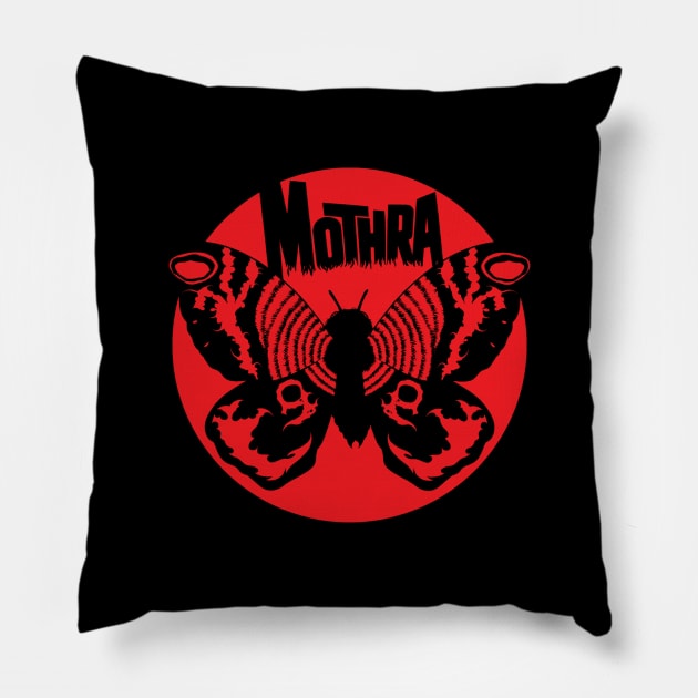 Mothra Circle (Red) Pillow by Nerdology