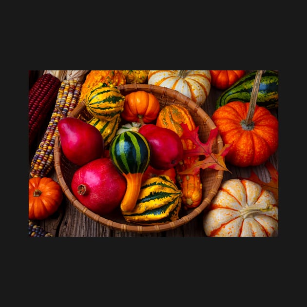 Basket Full Of Fruit And Gourds by photogarry