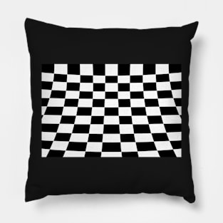 Warped perspective coloured checker board effect grid black and white Pillow