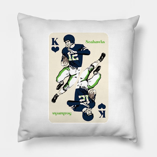 Seattle Seahawks King of Hearts Pillow by Rad Love