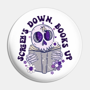 Screen's down books up Pin