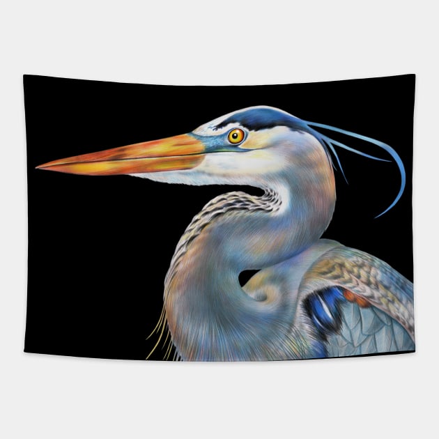 Blue Heron Tapestry by Tim Jeffs Art