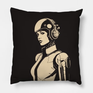 Cyborg woman retro cartoon Pillow