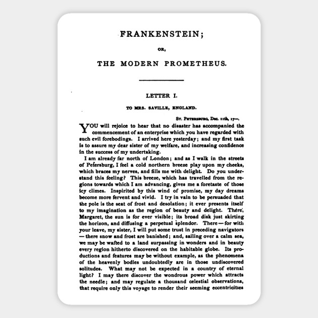 Frankenstein Mary Shelley First Page Frankenstein Aimant