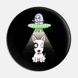 Funny bull terrier is being abducted by aliens Pin