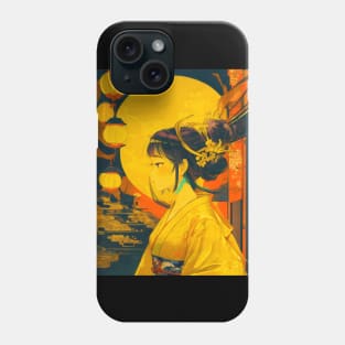 Yellow neon Japanese girl Phone Case