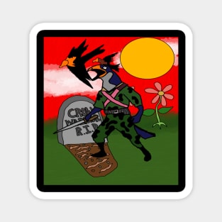 drawing crow warrior graveyard Magnet