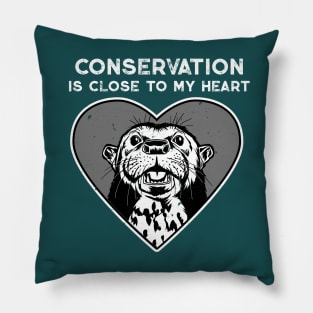 Otter Conservation Heart Pillow