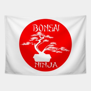 Lettering 'BONSAI NINJA' with bonsai tree with stylish font; ideal gift Tapestry